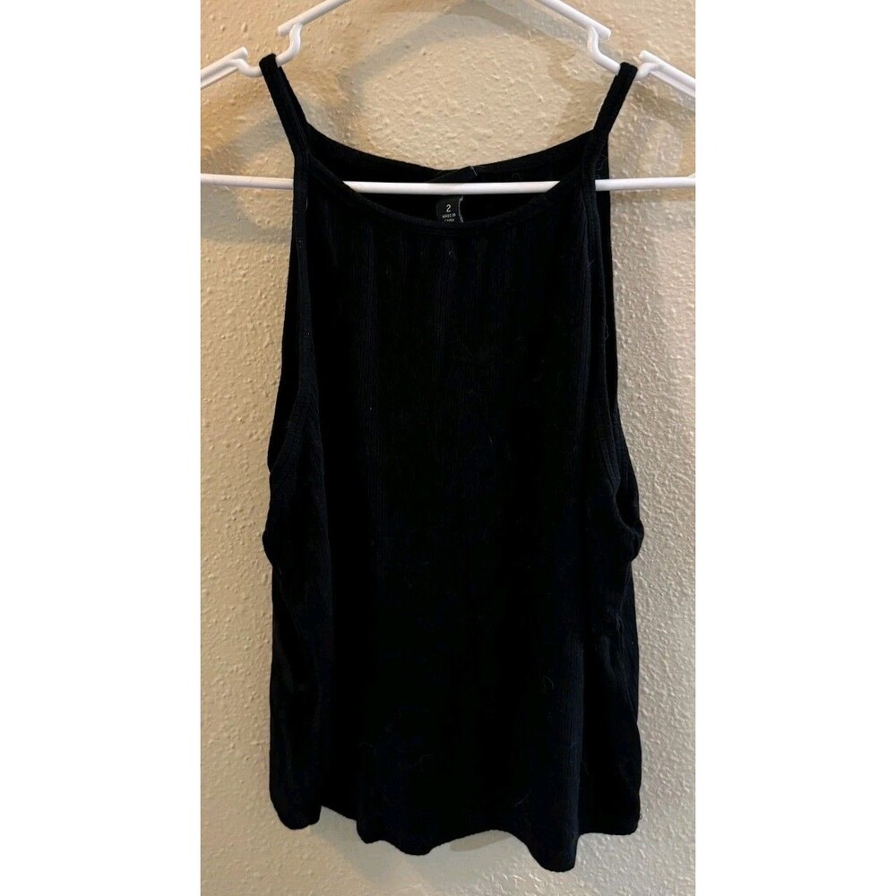 Torrid Black Ribbed High Neck Tank Top Size 2 Crop Cami Sleeveless